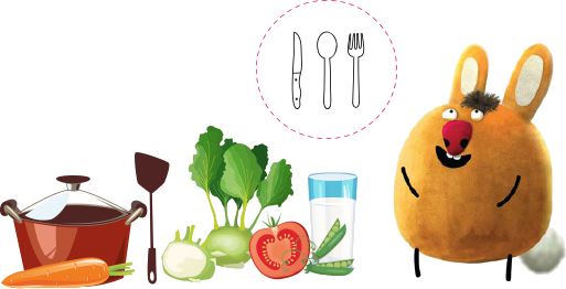 Grafika przedstawiająca Uchola i zdrową żywność